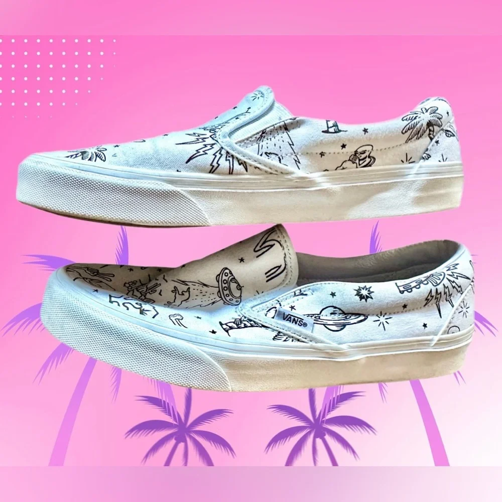 Vans Unidentified U-Paint White Classic Slip-O- Women’s Size 10/Men’s Size 8.5